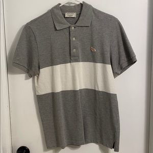 Grey and off white polo button down shirt
